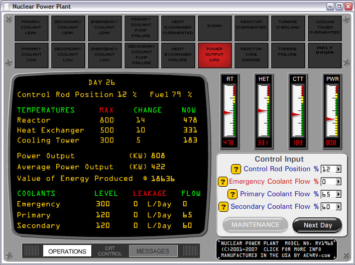 Nuclear Power Plant Simulator screen shot